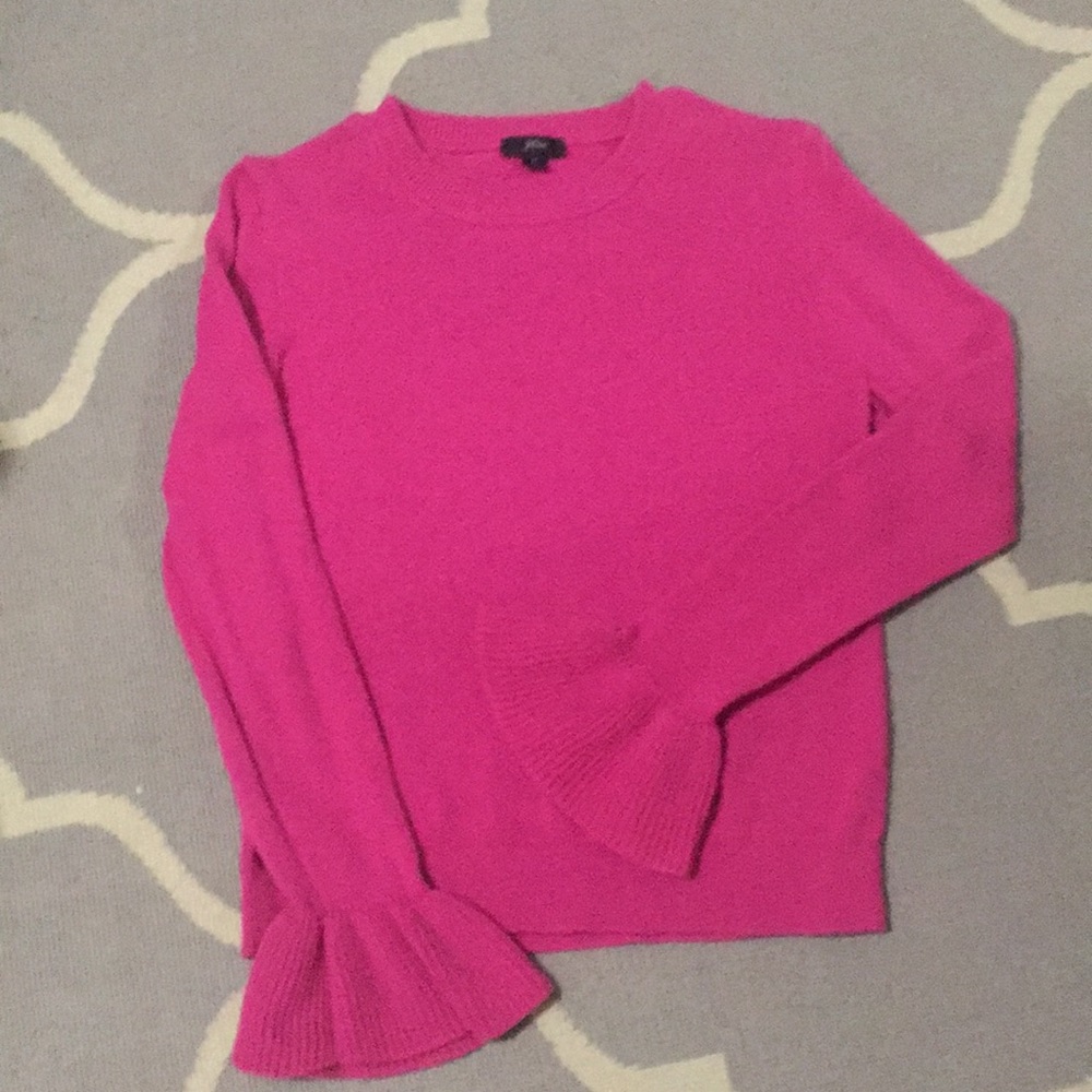 Bell bottom sleeves hot pink long sleeve sweater